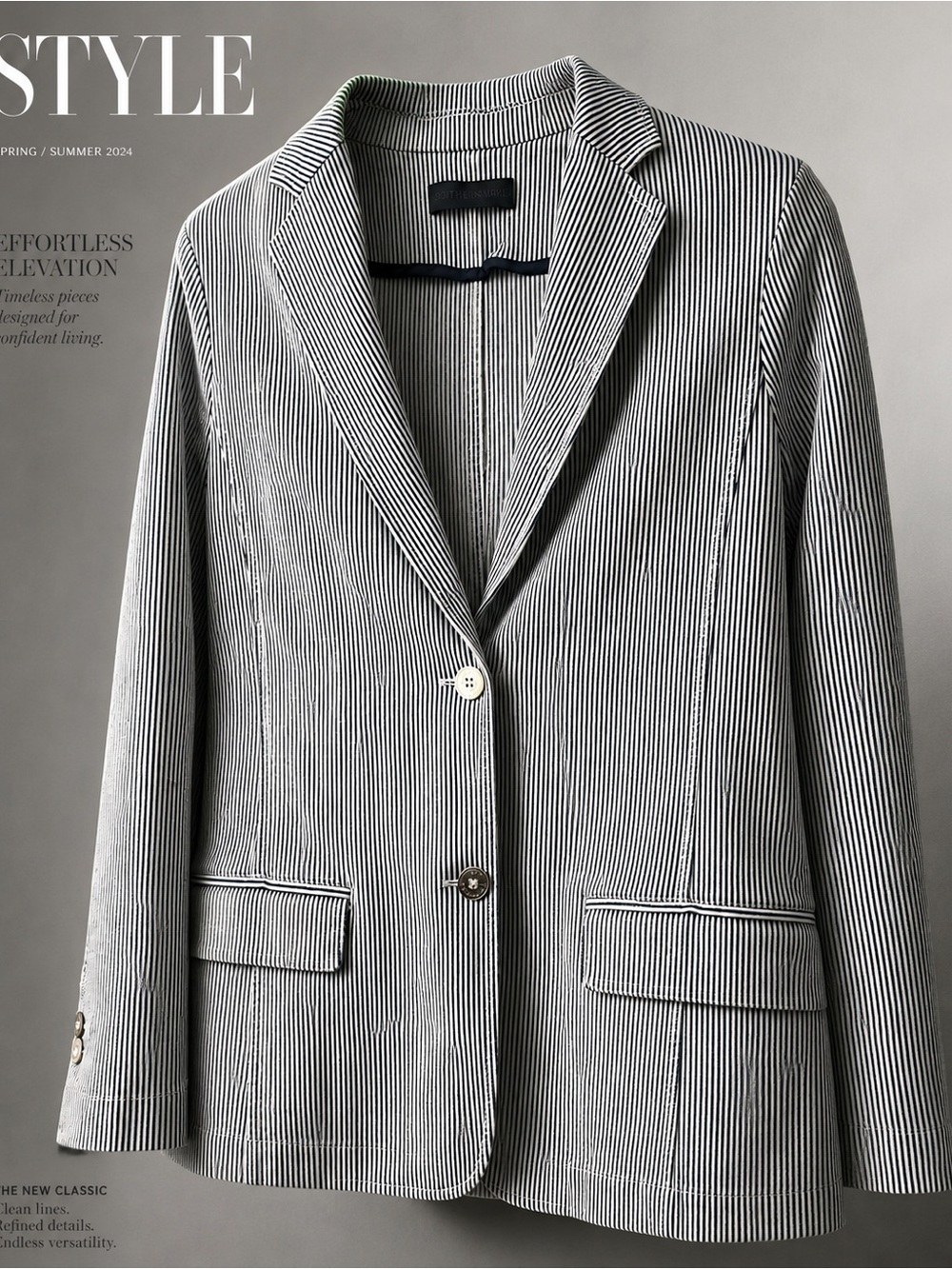 Tru Trussardi Black and White Pinstripe Blazer